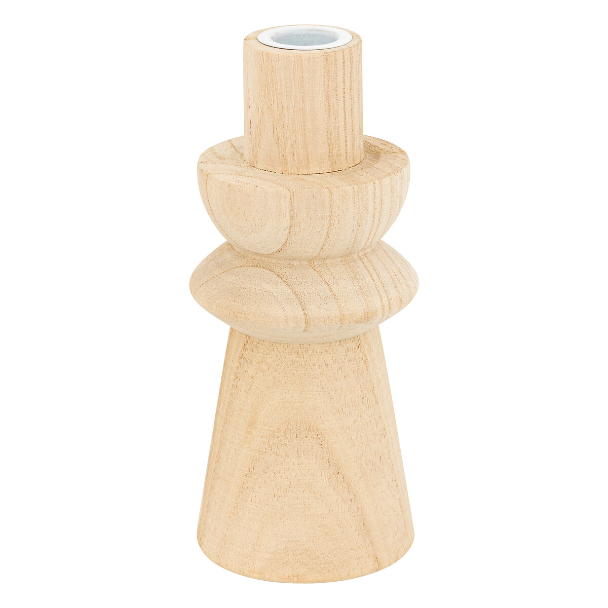 Portavelas De Madera Beige Uma 16cm
