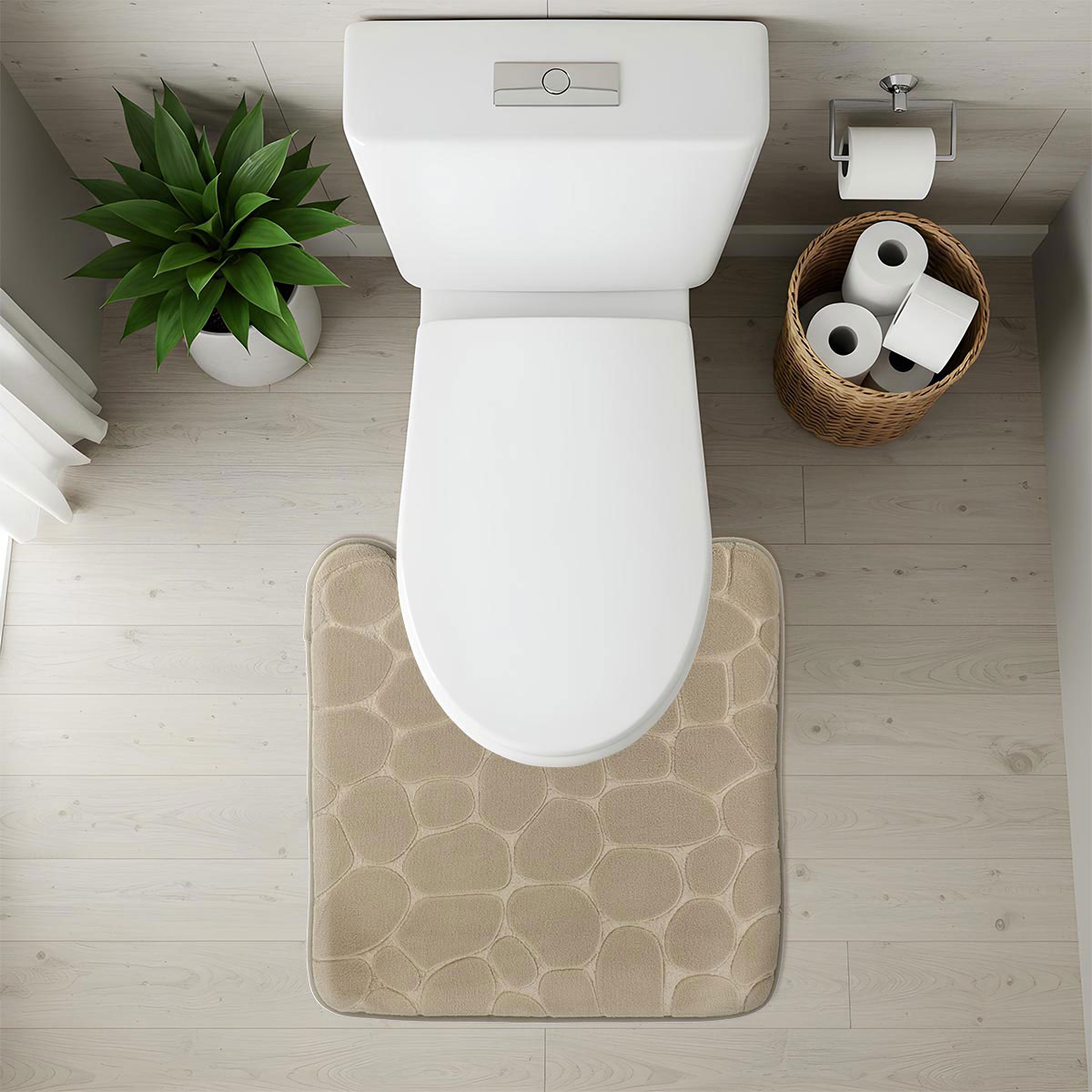 Tapete WC Taupe Com Contorno