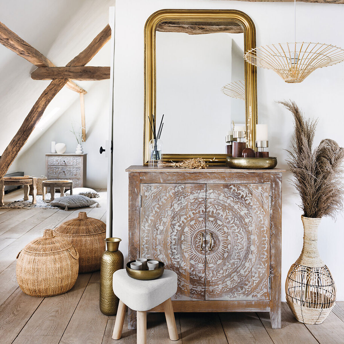 Centro de mesa OASIS dorado martillado 30.5cm