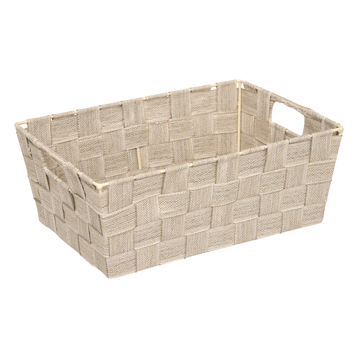 Cesta de almacenaje beige de poli&eacute;ster 28cm