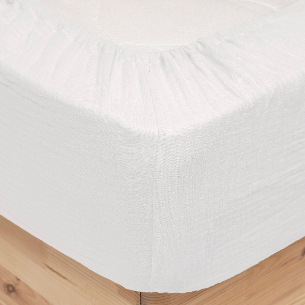 Sábana ajustable FLORA de algodón blanco 140x190cm