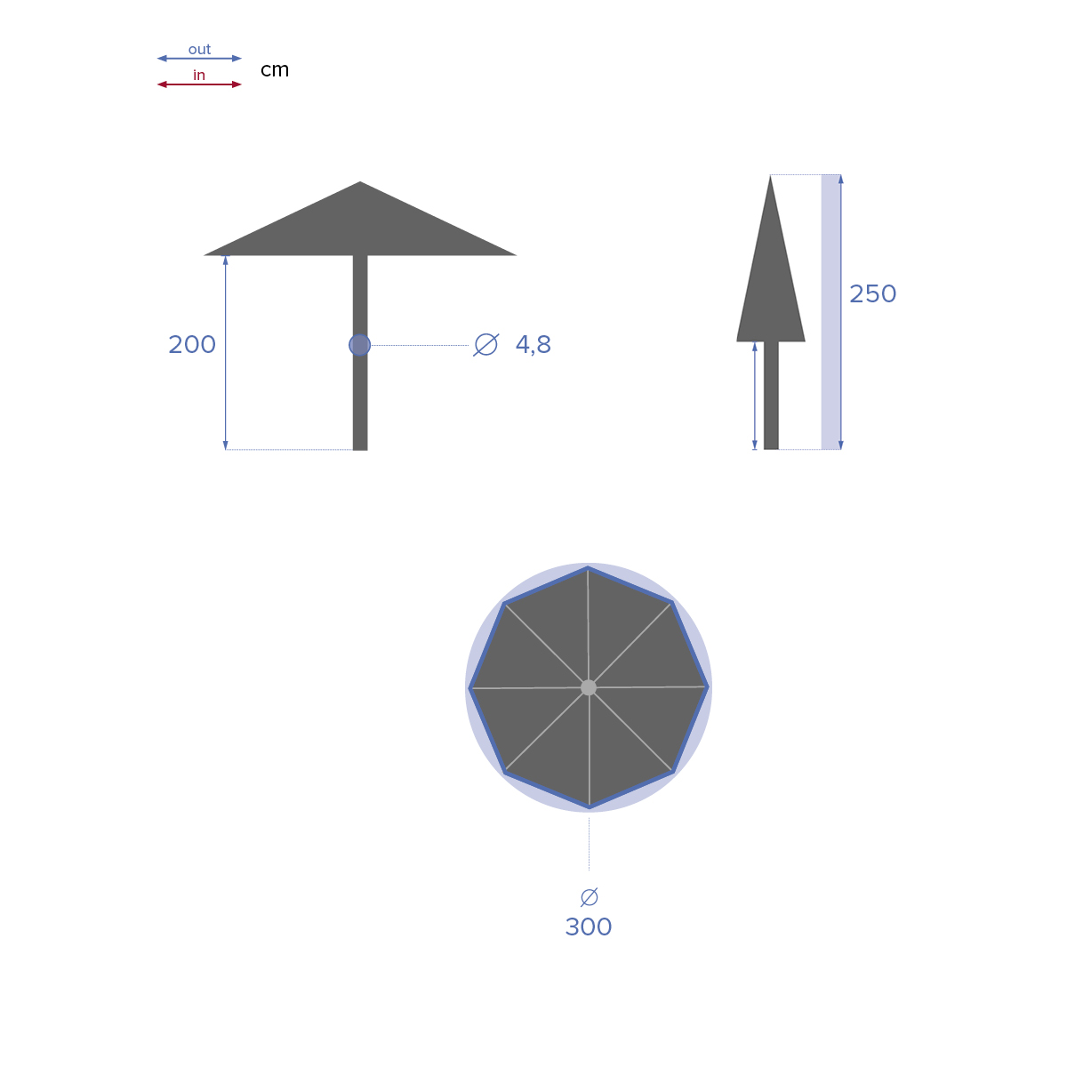 Parasol LOOMPA gris ard&oacute;sia 3m