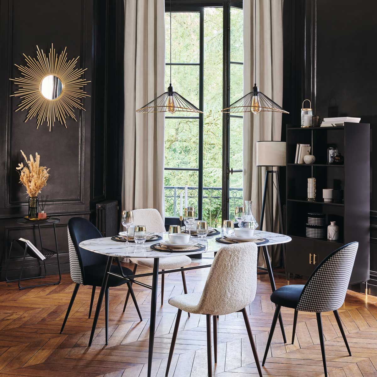 Estantería TEDY negro 2 puertas mdf e metal 170cm