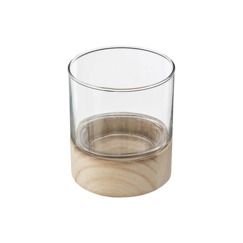 Casti&ccedil;al Em Vidro Com Base Madeira