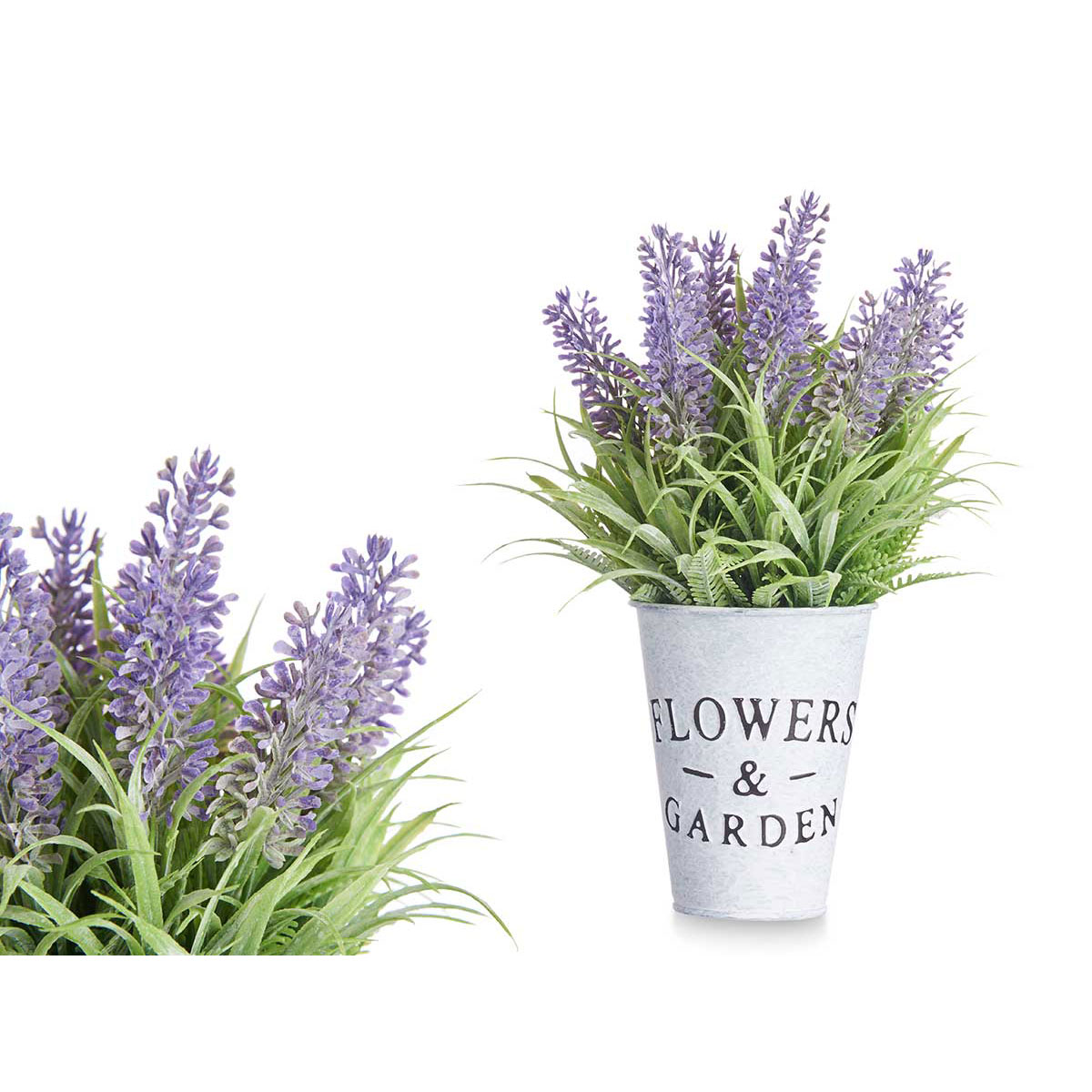 Maceta De Metal C/Lavanda Artif. 22 Cm