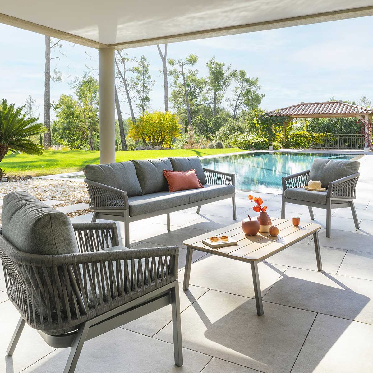 Juego de jardín ORIENGO gris oscuro