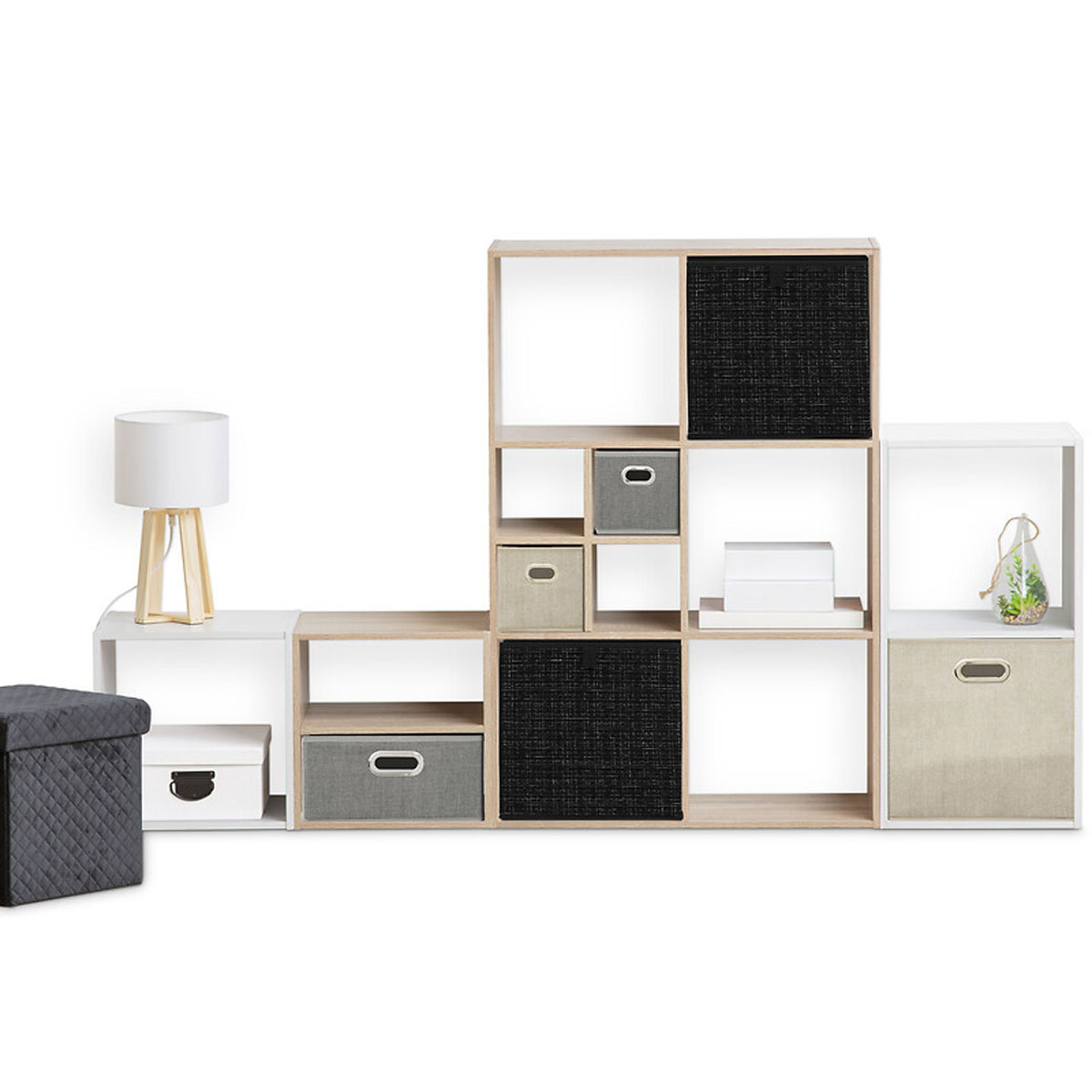 Caja organizadora TWEED negra 31x31cm 