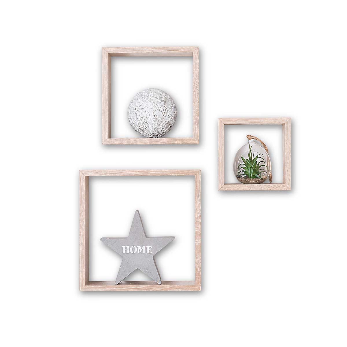 Juego De 3 Estantes Cubo Mdf Roble