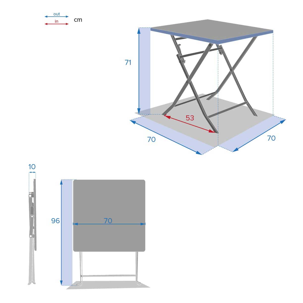 Mesa plegable GREENSBORO gris