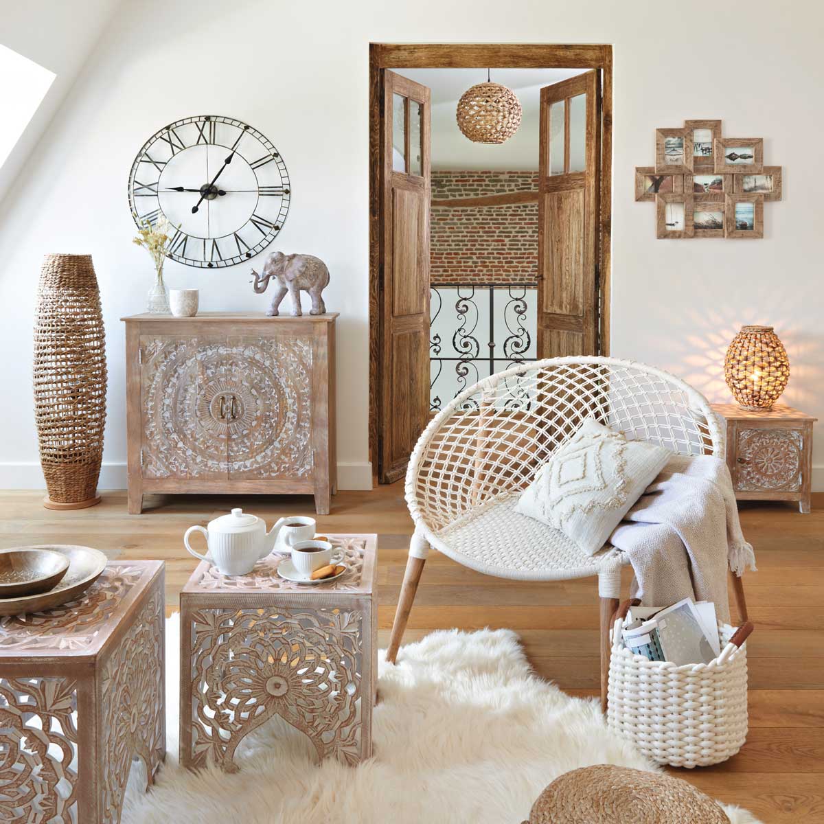 L&aacute;mpara De Pie Beige Sand 118Cm