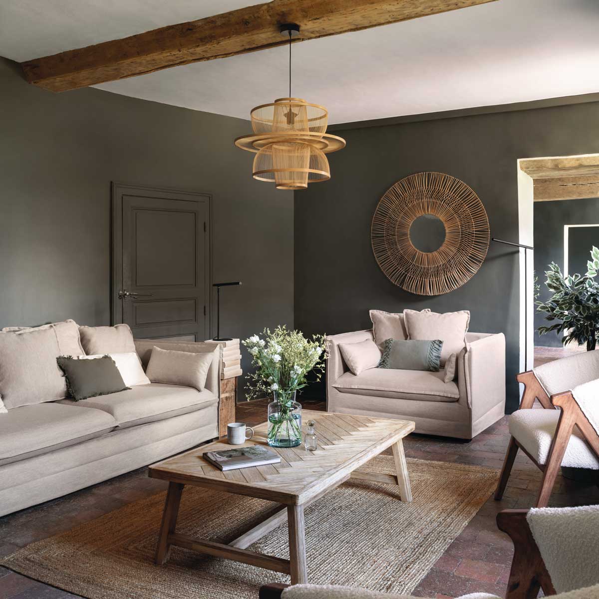 Espejo De Pared Caravane Beige 110Cm