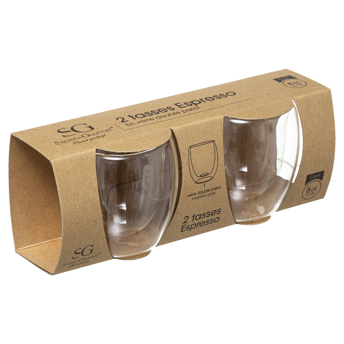 Juego de 2 vasos para caf&eacute; con doble pared 8cl