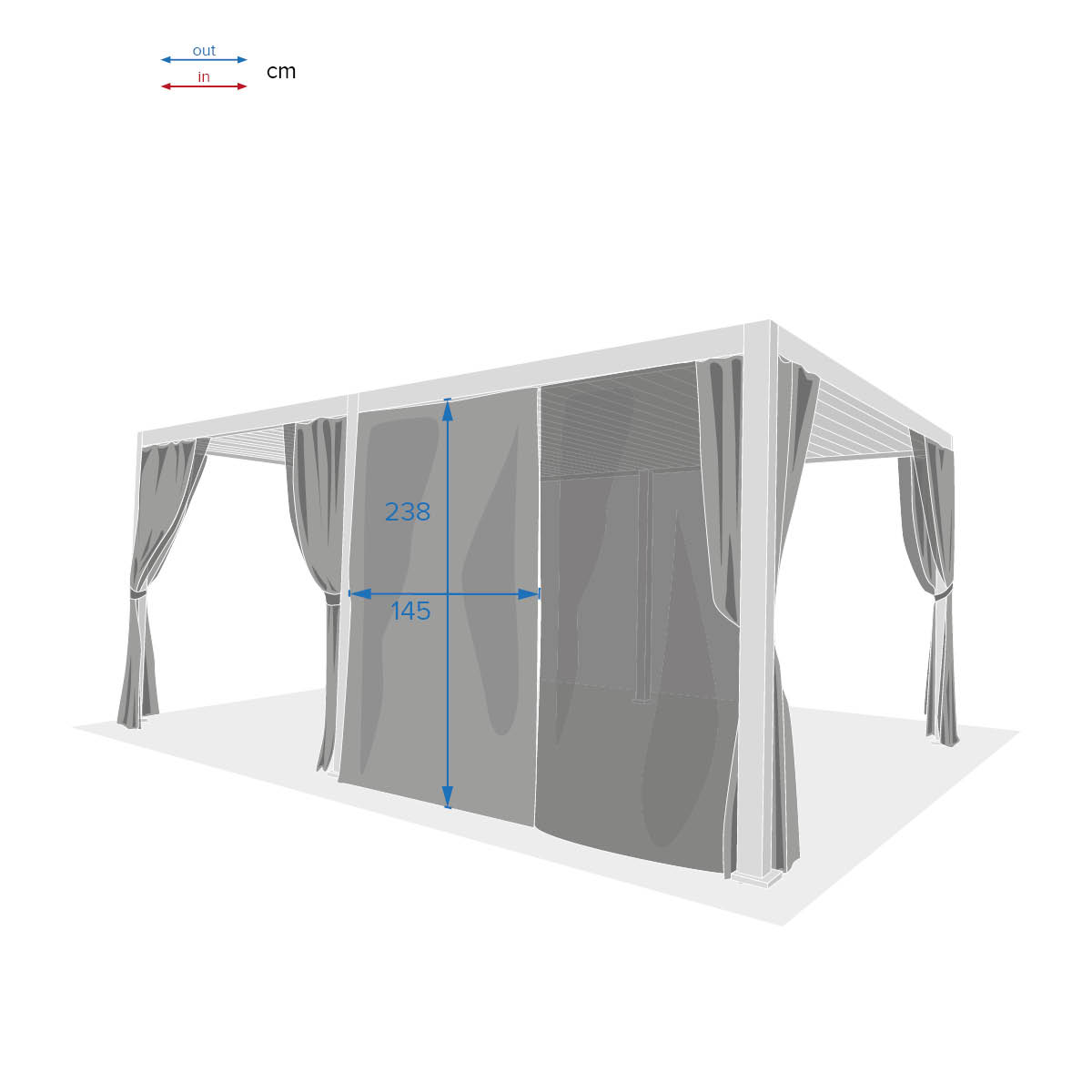 Cortinas y mosquiteras para p&eacute;rgola EVORA blanco 