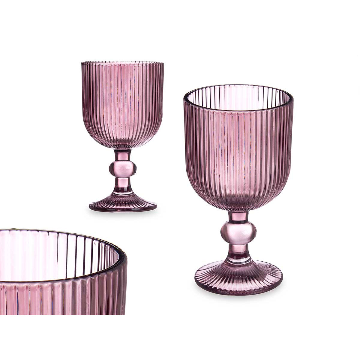 Copo De Vinho Riscas Rosa Com Pé 26cl