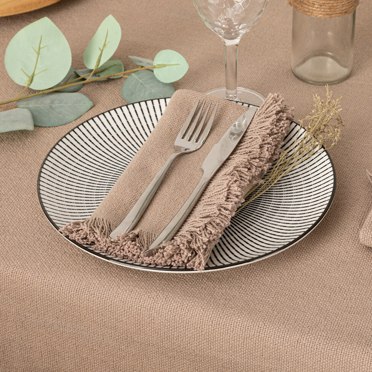 Conjunto De 2 Guardanapos Maha Cinza Em Algodão