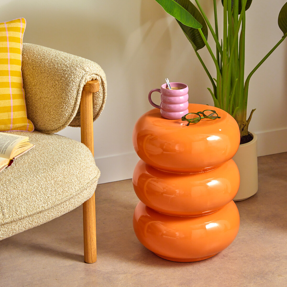 Mesa auxiliar STONETO naranja 43cm