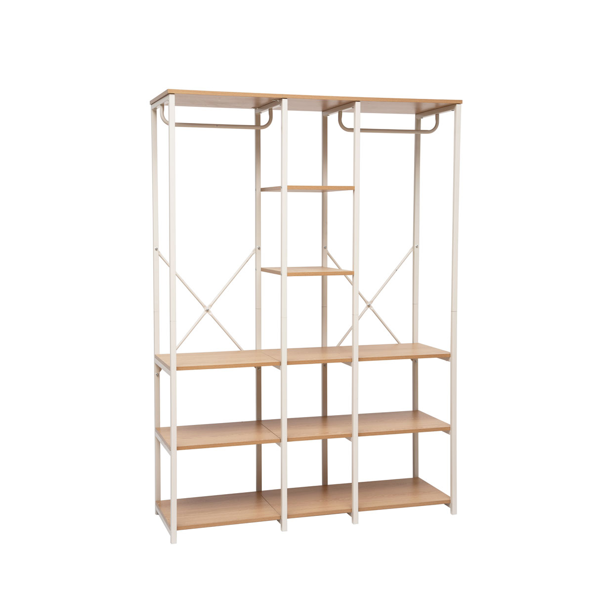 Armario doble de metal beige con estantes