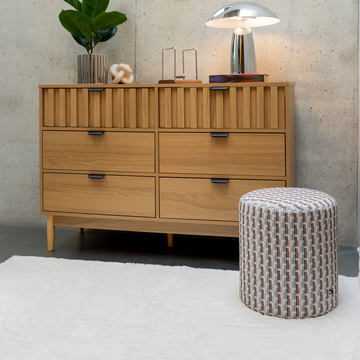 Mueble de apoyo RAWA beige con 6 cajones