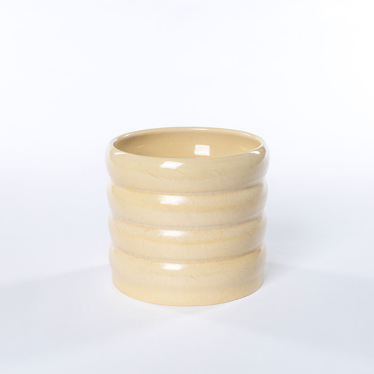 Maceta De Cer&aacute;mica Ondulada Beige 16.5cm