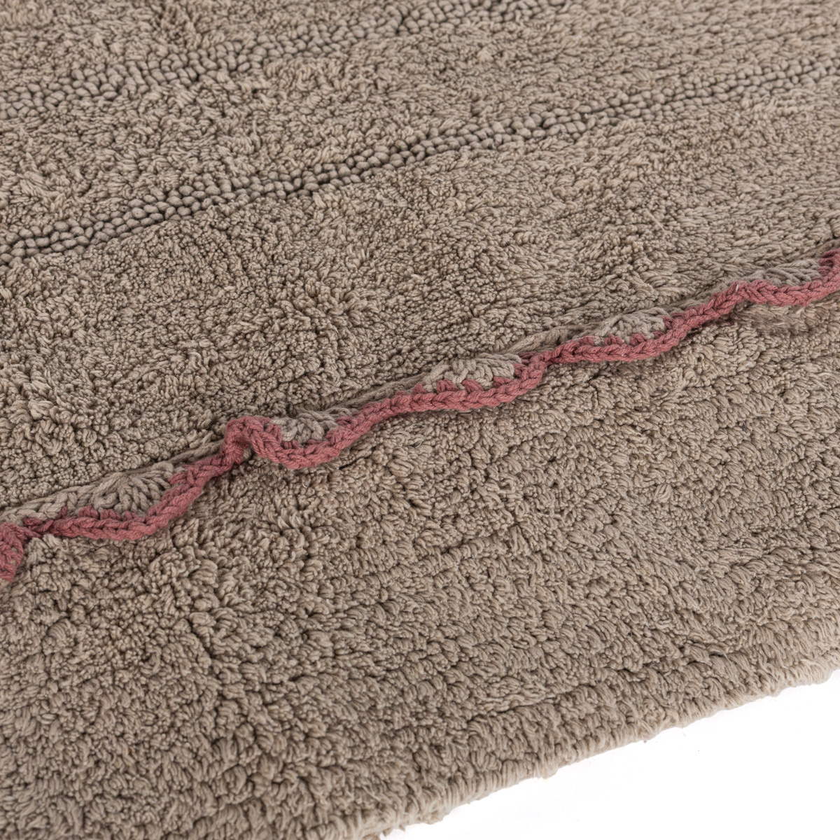 Alfombra wc de algod&oacute;n beige/rosa 50x80cm