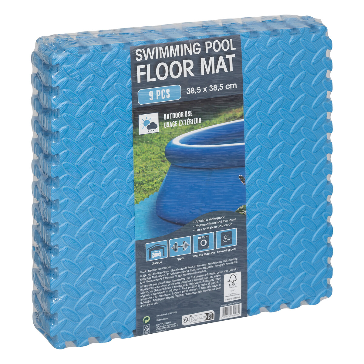 Alfombra de esponja para piscina azul 9 piezas