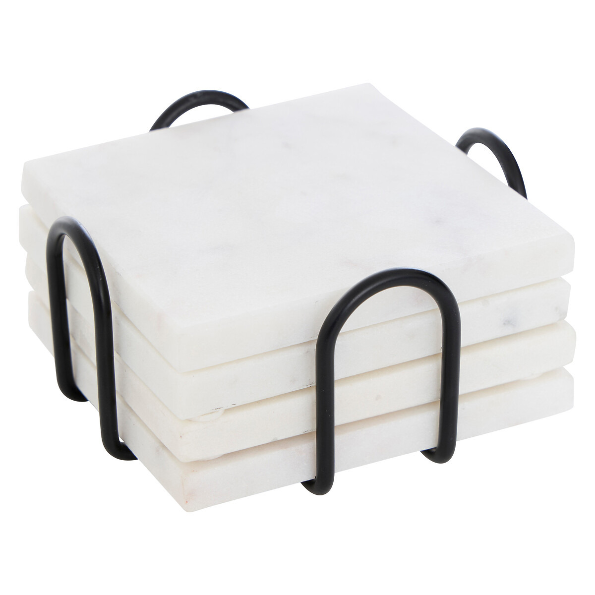 Juego de 4 posavasos blanco de m&aacute;rmol 10cm