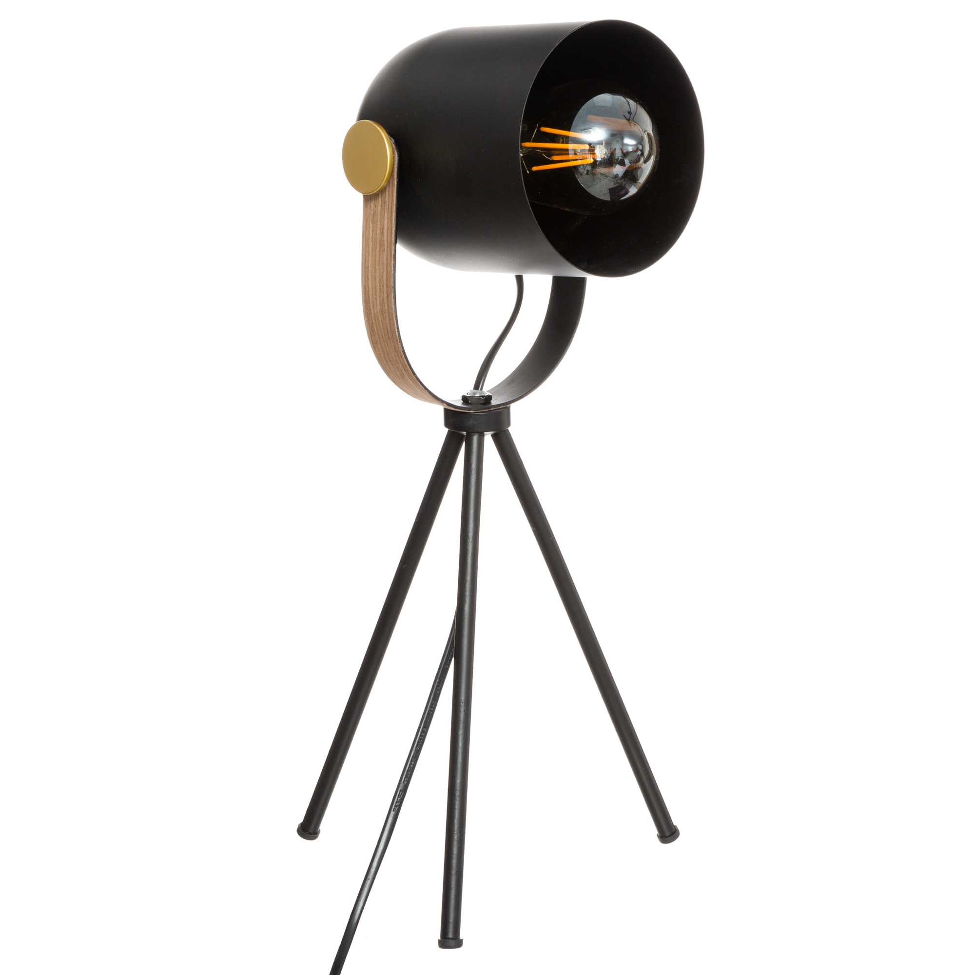 L&aacute;mpara de mesa BIL negra de metal con tr&iacute;pode