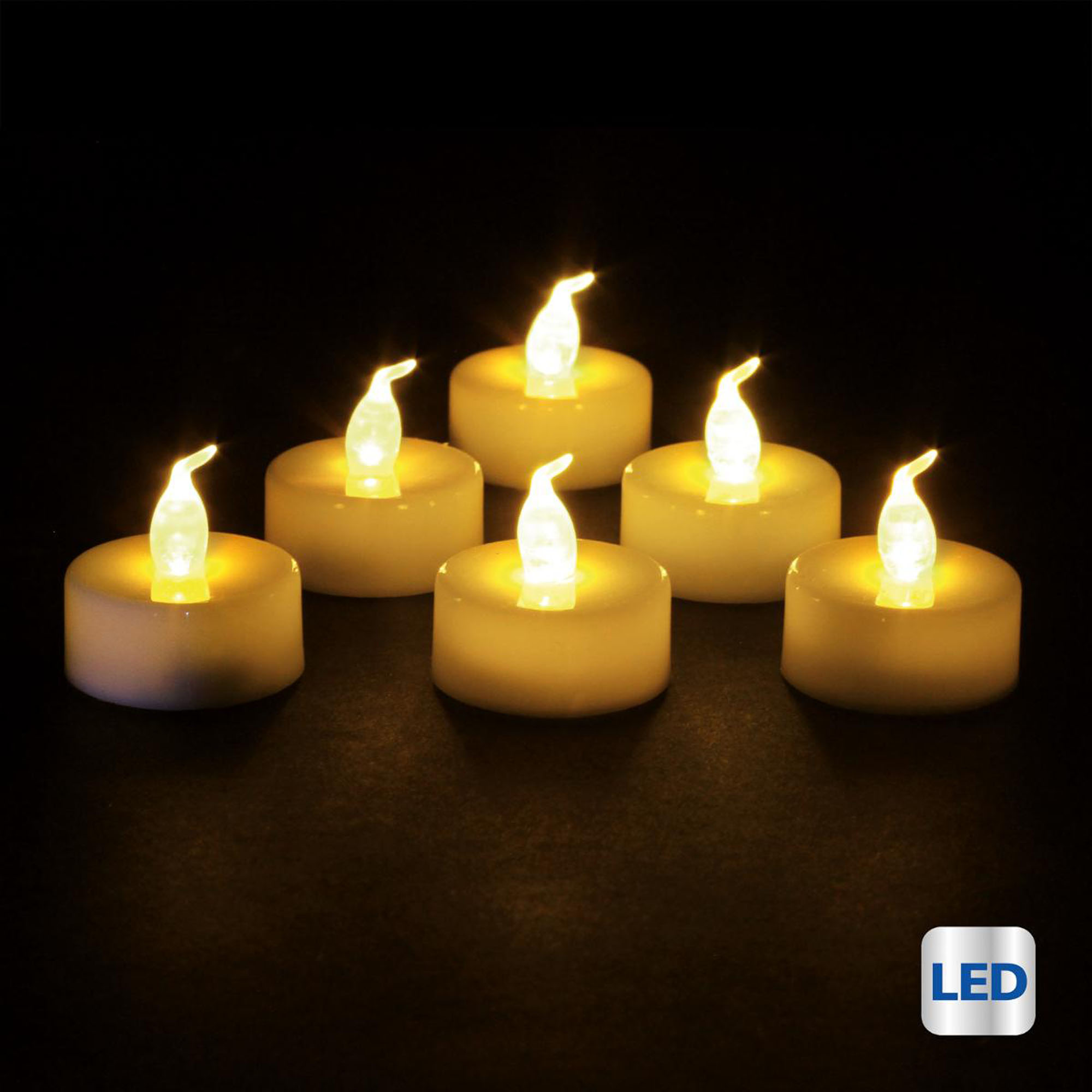 Set 6 Velas Tealight Con Led Blanco C&aacute;lido