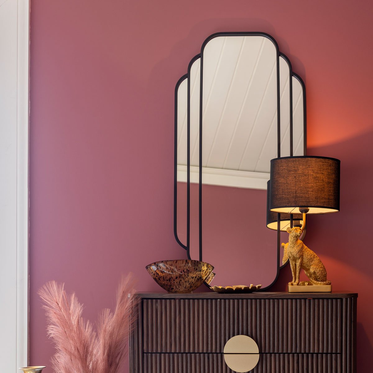 Espejo de pared BENEDITA negro 100x50cm