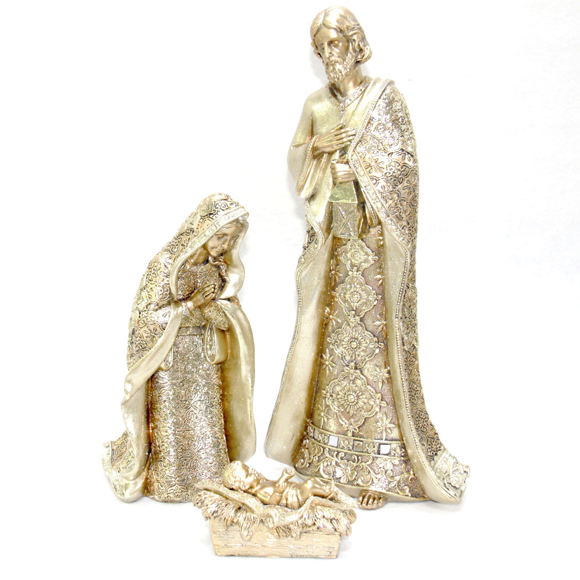 Pesebre Con 3 Figuras Doradas 44cm