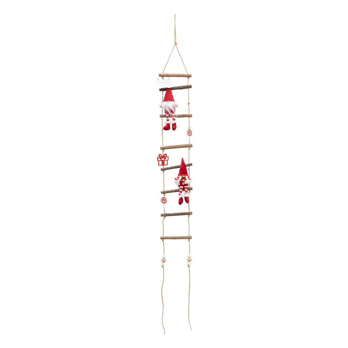 Escalera Colgante navide&ntilde;o gnomo de madera 115cm 