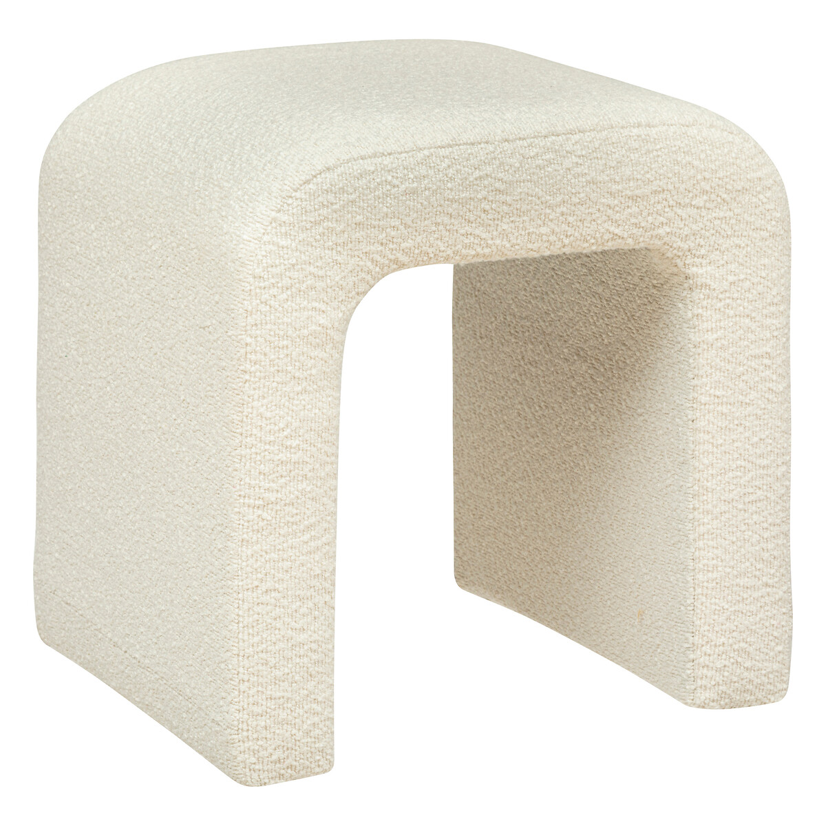 Puf Bouclee Blanco 41x35.5x43Cm