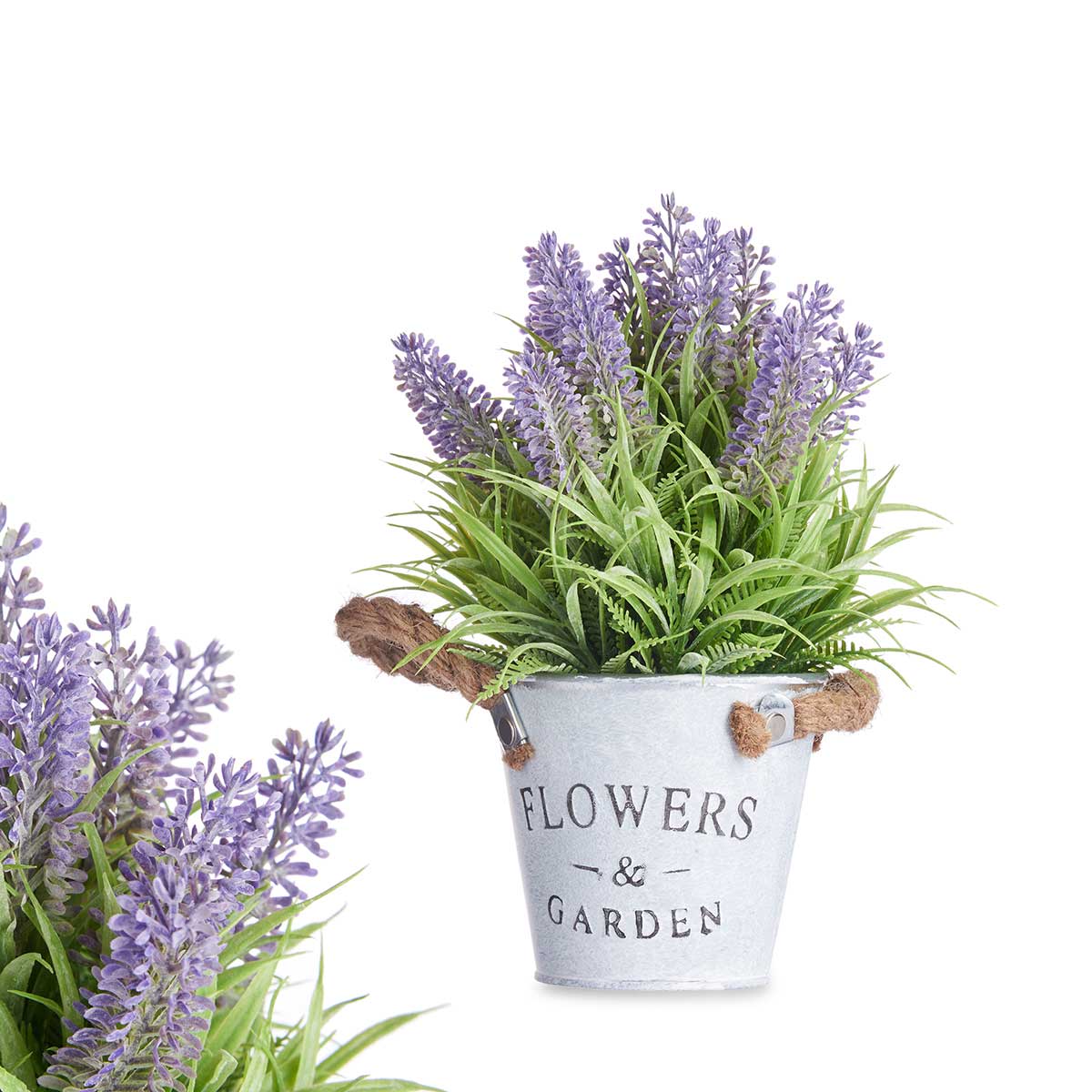 Maceta Metálica Con Lavanda 25cm
