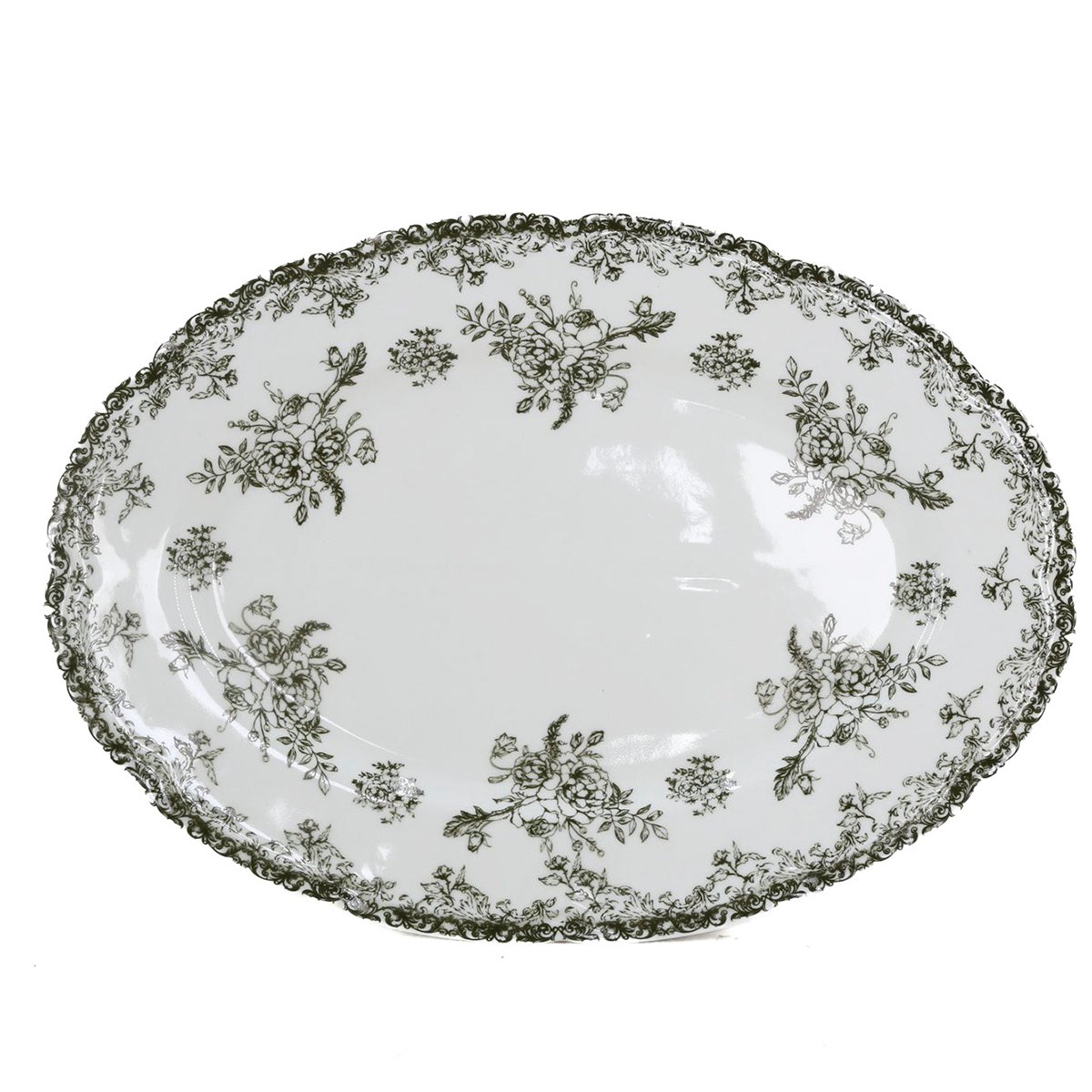 Bandeja ovalada FLORA verde 34.7cm