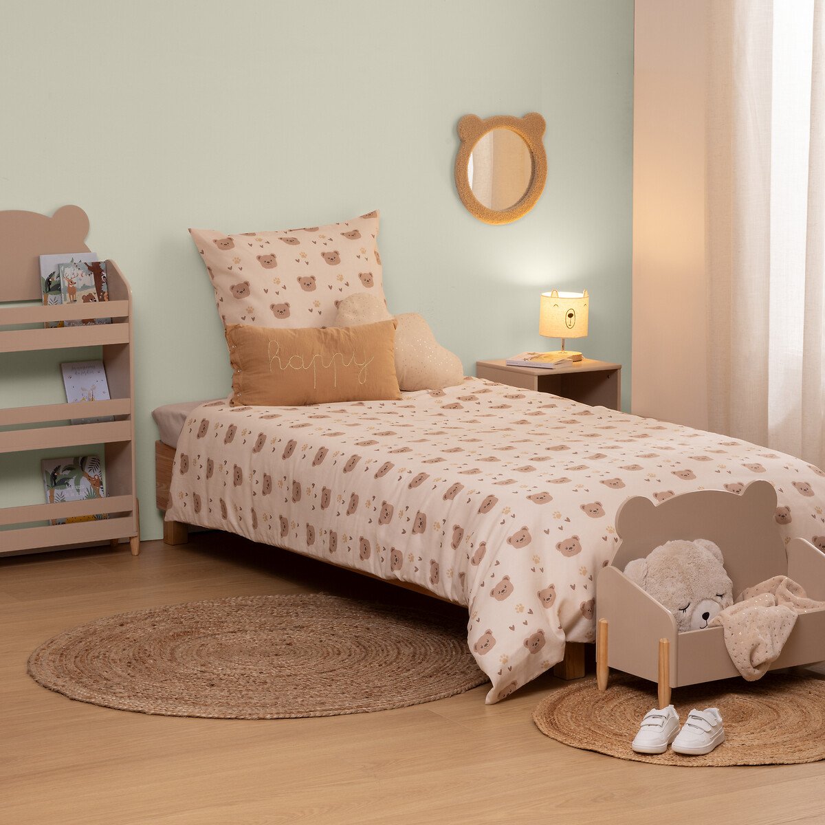 Funda n&oacute;rdica y almohada BILLIE beige de algod&oacute;n