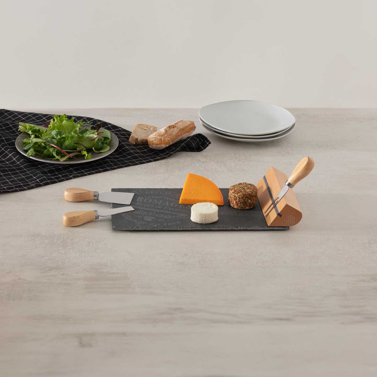 Tabla de quesos c/3 cuchillos 16x32cm 