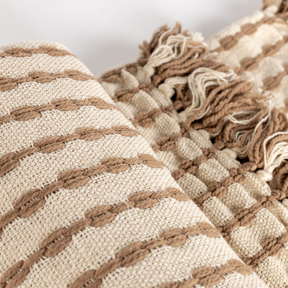 Manta ELM beige y taupe 130x160cm