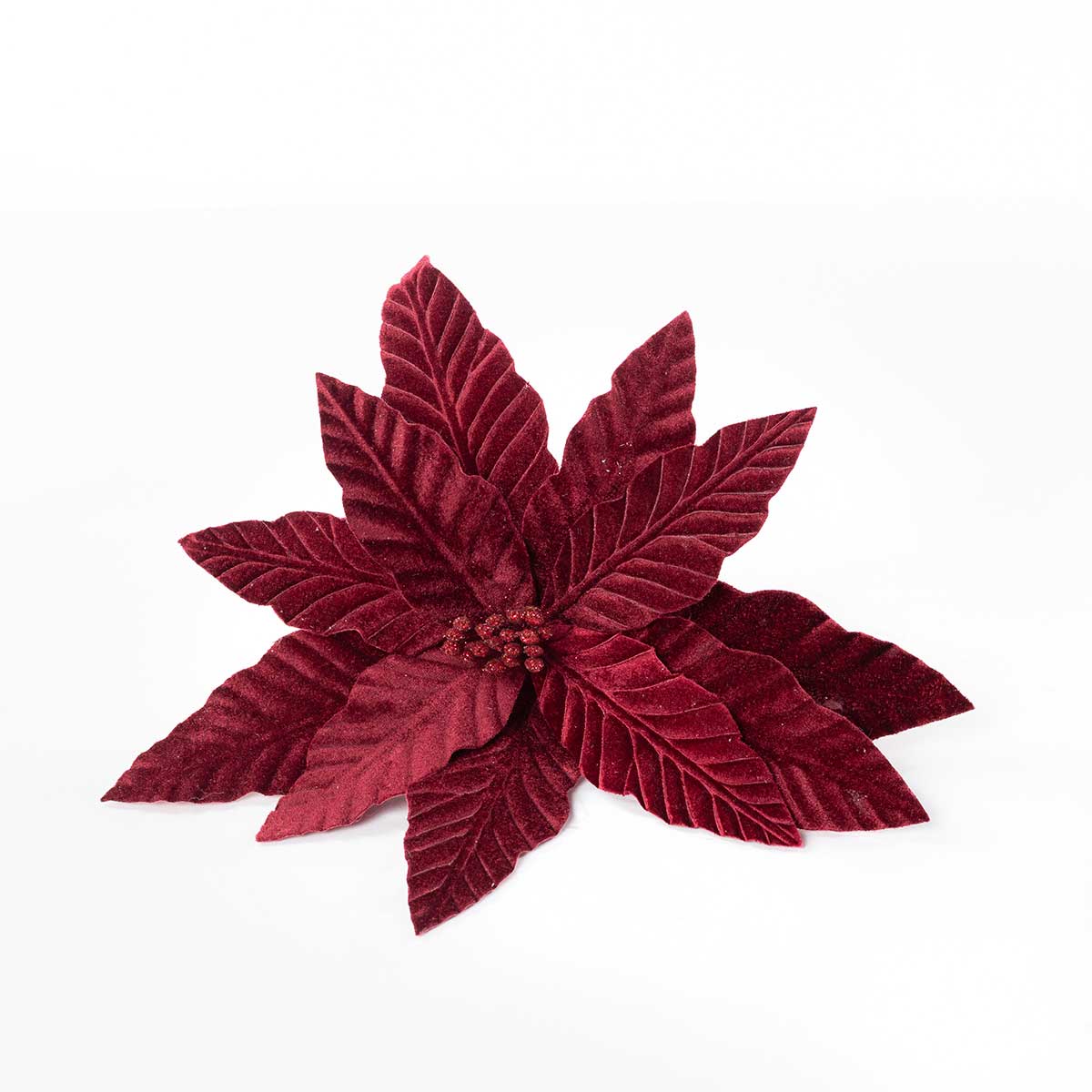 Poinsettia Terciopelo Roja Con Pinza