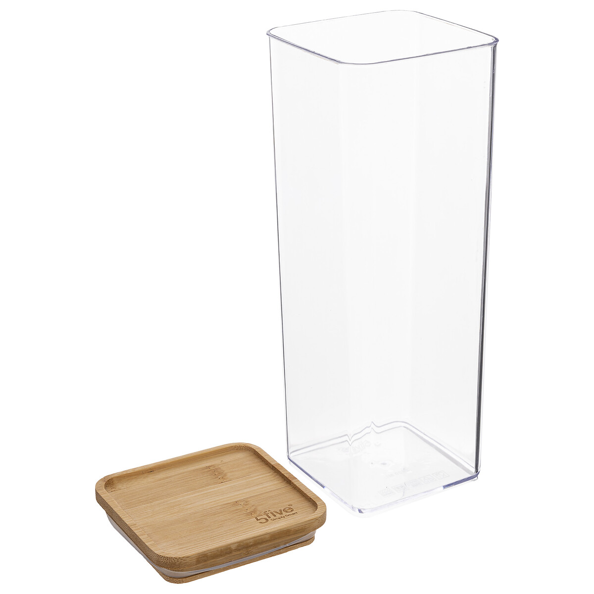 Herm&eacute;tico ESKE apilable cuadrado con tapa de bamb&uacute;