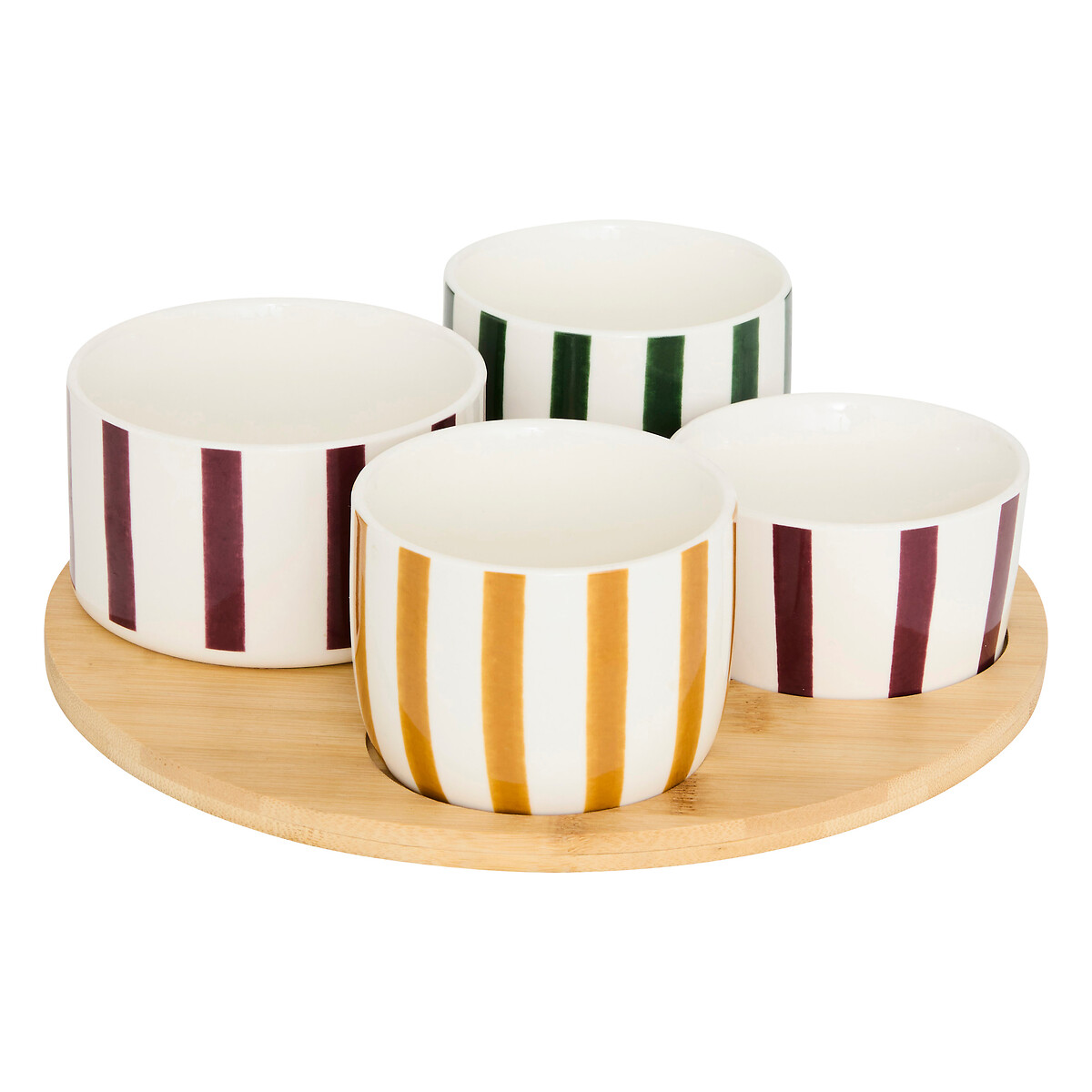 Set de 4 cuencos CHERI con tabla de bamb&uacute;