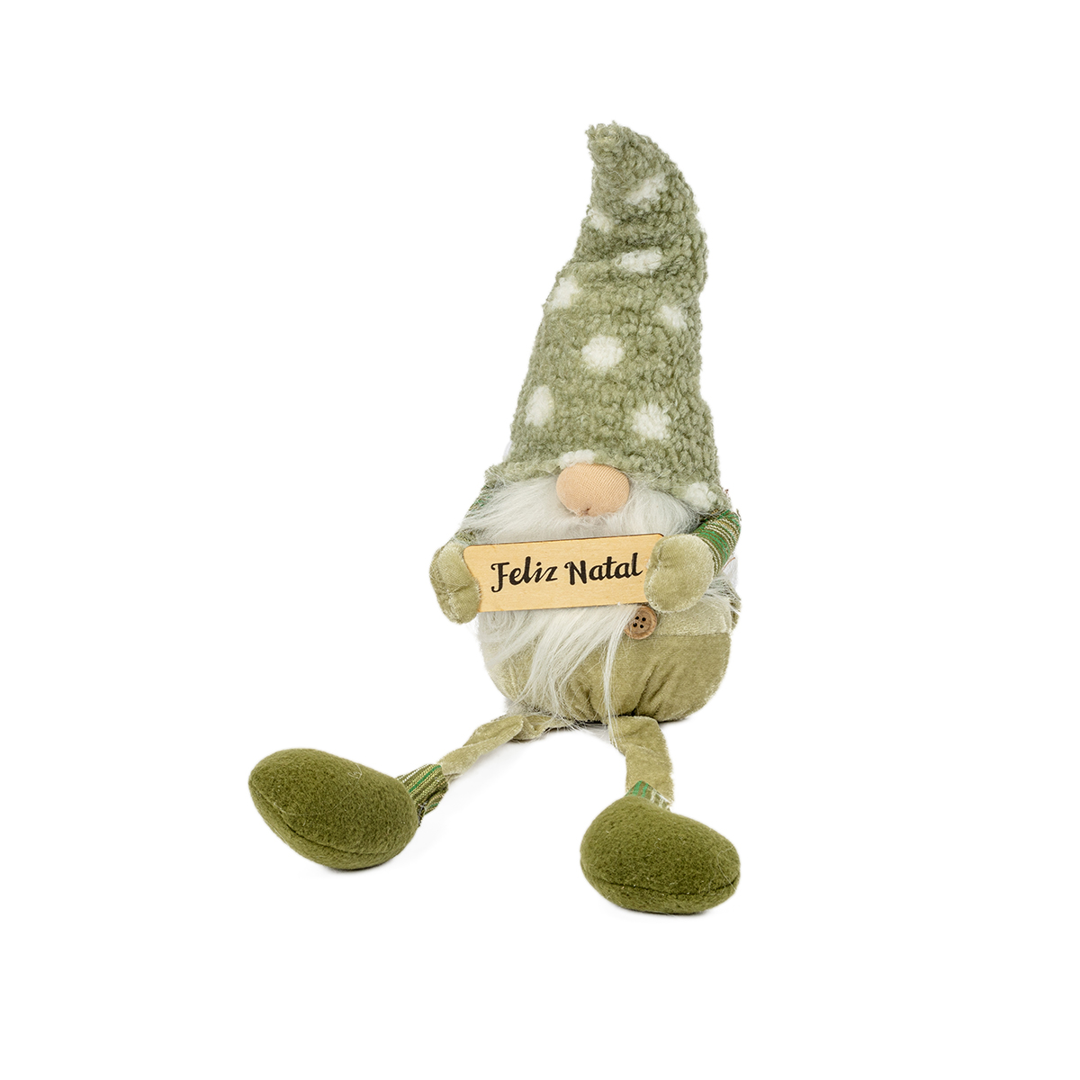 Gnomo Sentado Verde Com Bolinhas 74cm