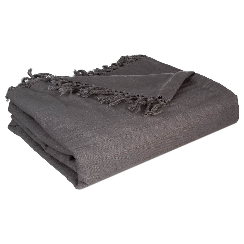 Manta Gris Con Flecos 230x250Cm 