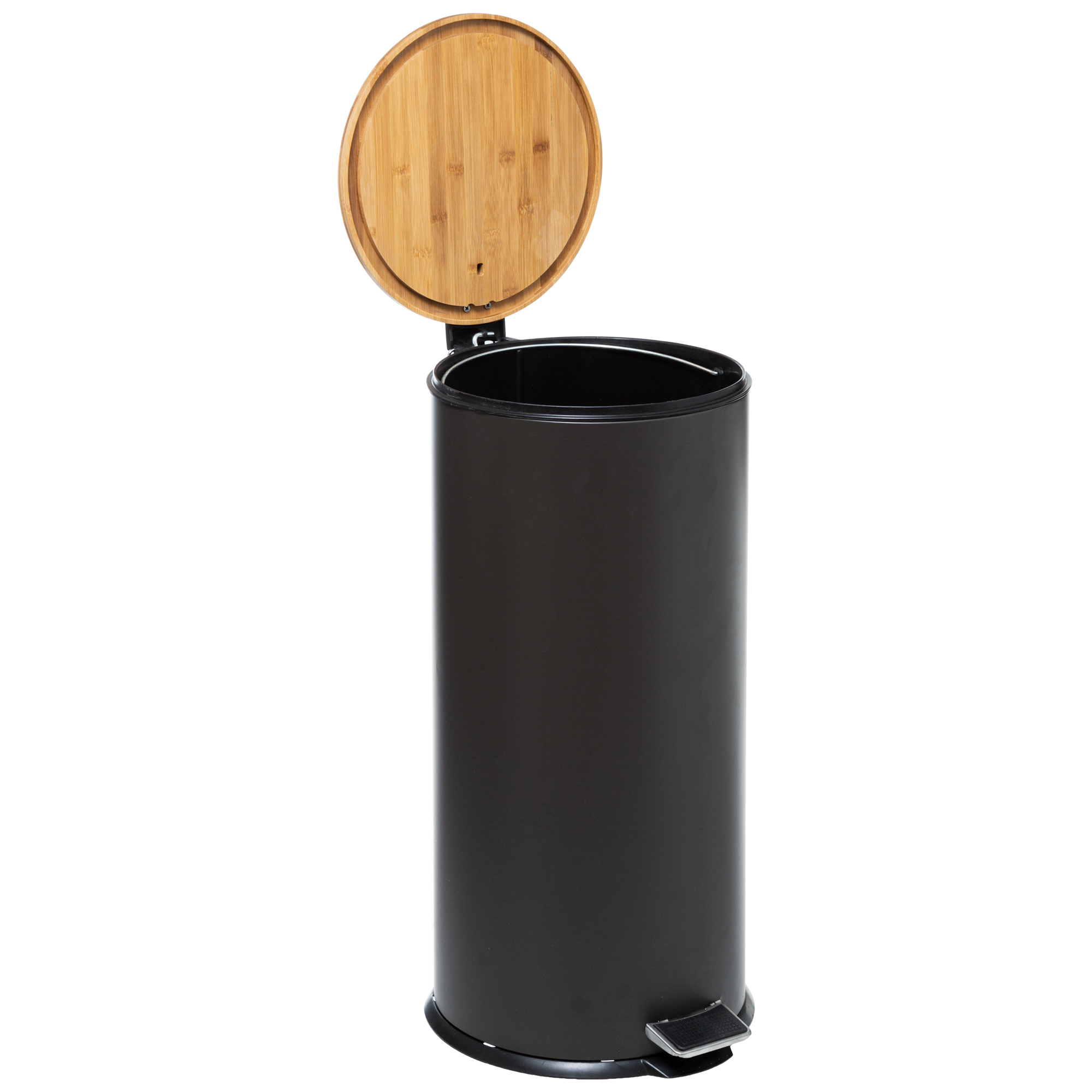 Cubo De basura Con Tapa De Bamb&uacute; 30L