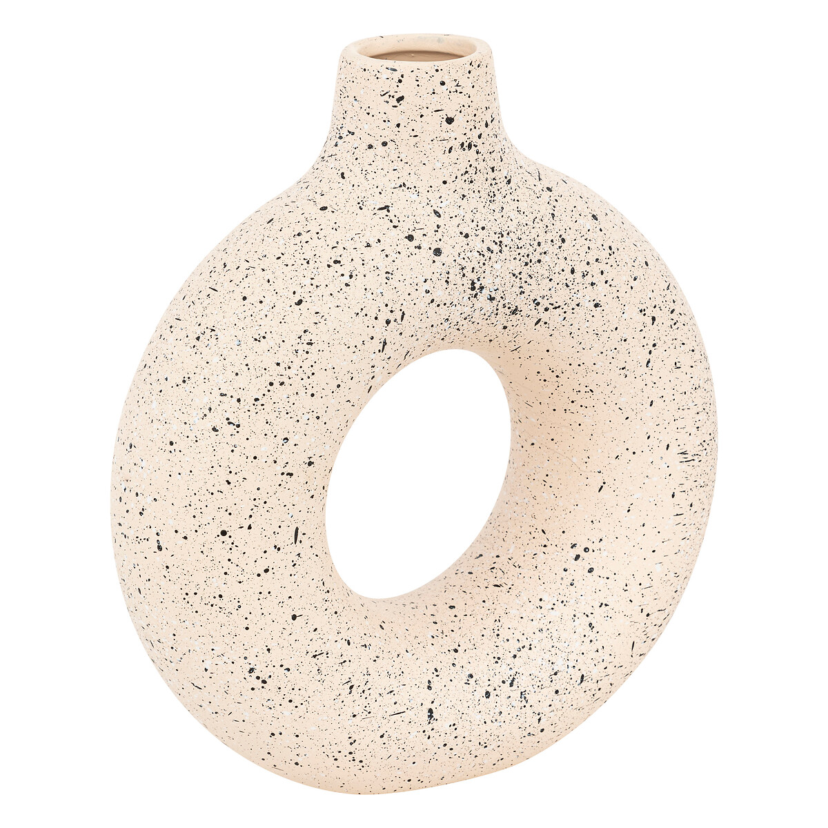 Jarr&oacute;n De Cer&aacute;mica Blanca Con Lunares Negros 30cm