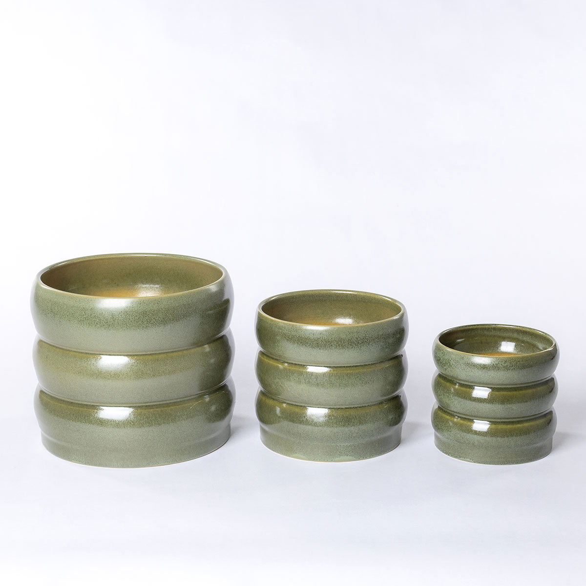 Maceta De Cerámica Ondulada Verde 12.9cm