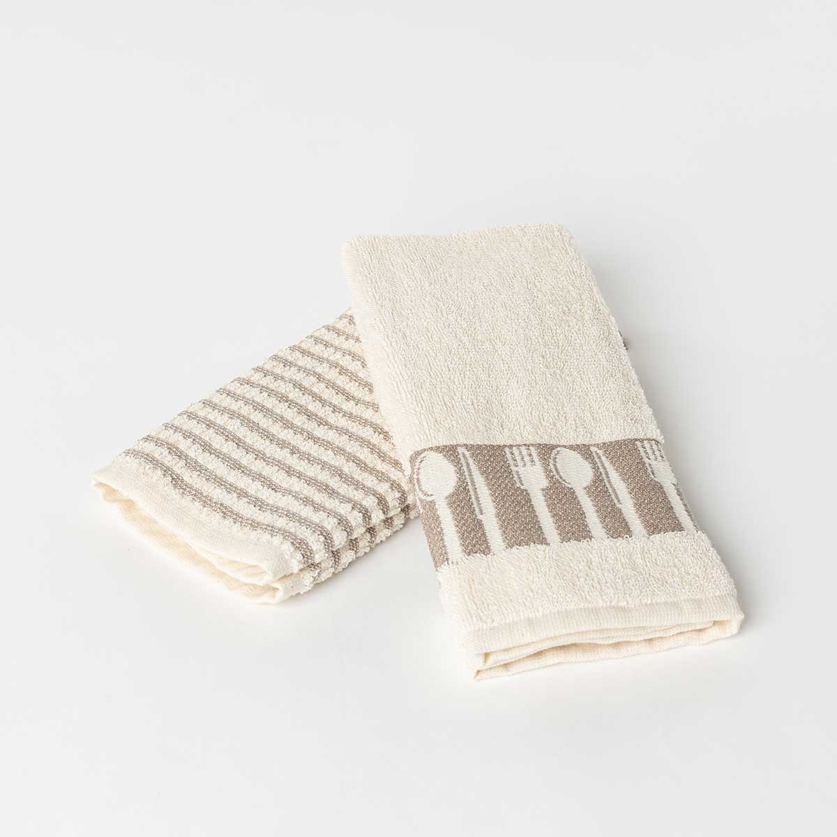 Juego 2 paños de cocina BIO blanco algodón 50x50Cm