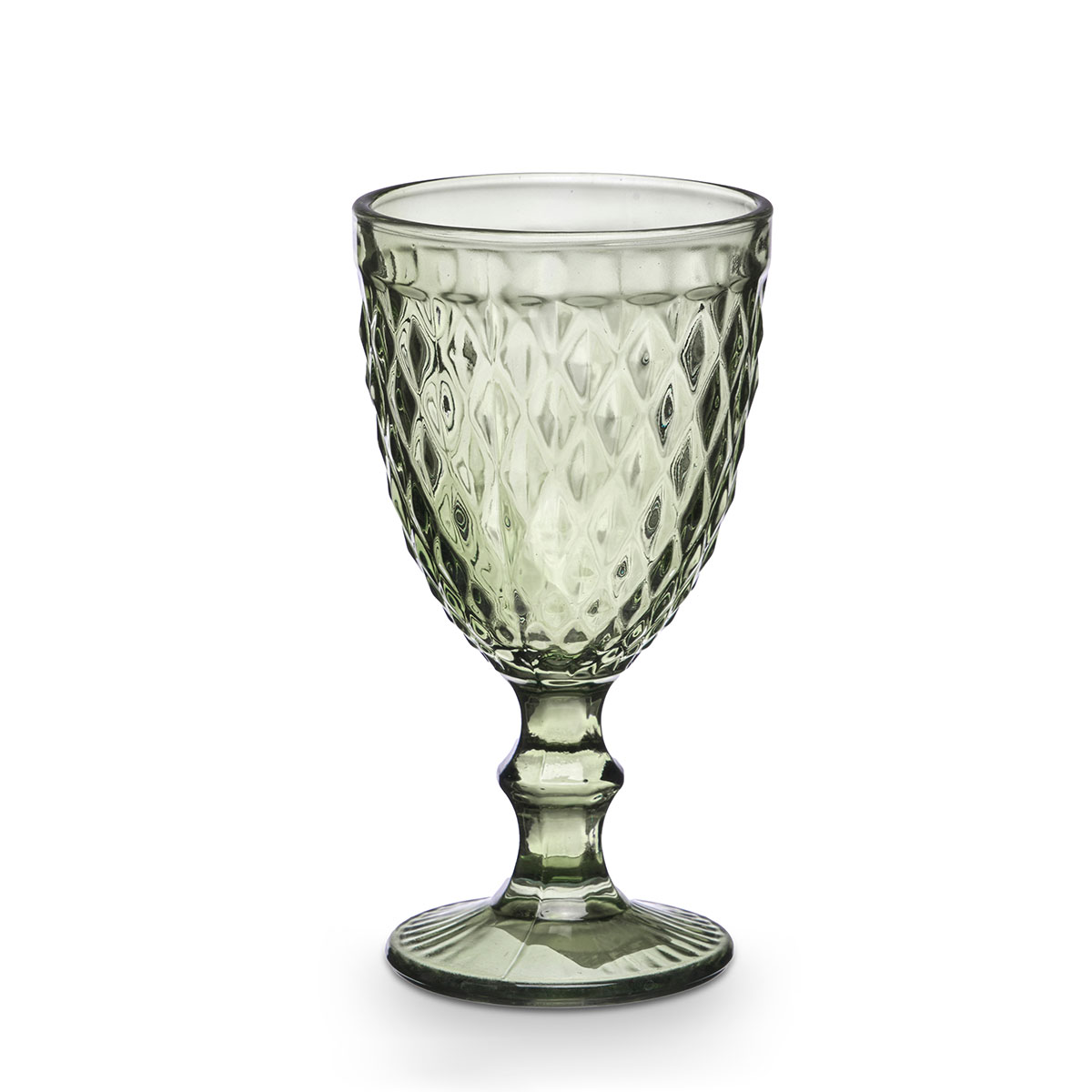 Copa De Agua Diamante Verde De Vidrio 340ml