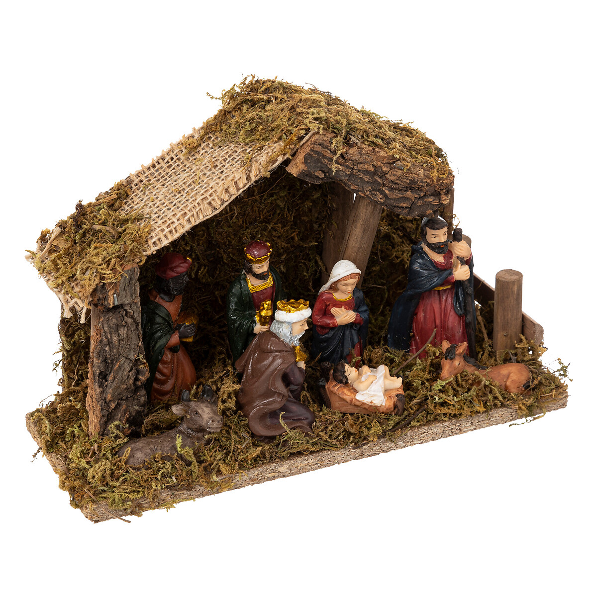 Pesebre Caba&ntilde;a Con 7 Figuras Y LED