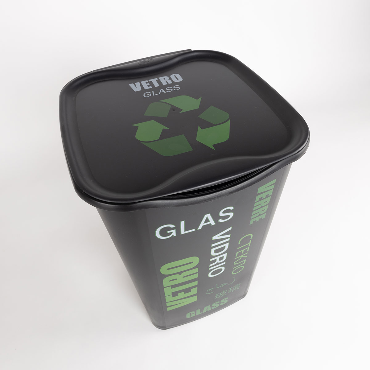 Cubo de reciclaje para vidrio negro 50L