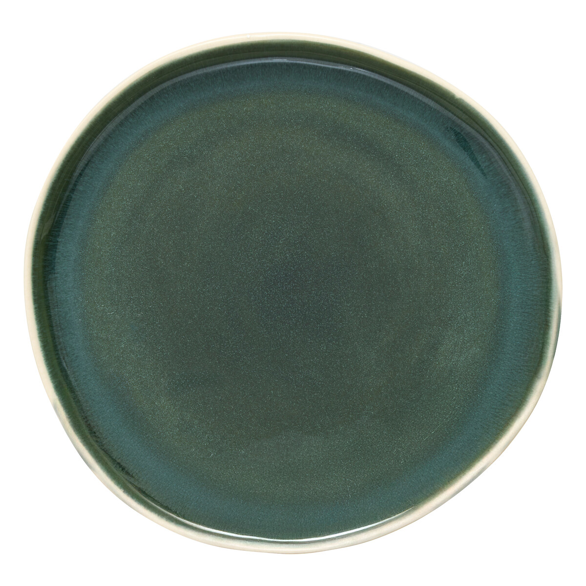 Plato llano WONJA verde de cer&aacute;mica 27cm